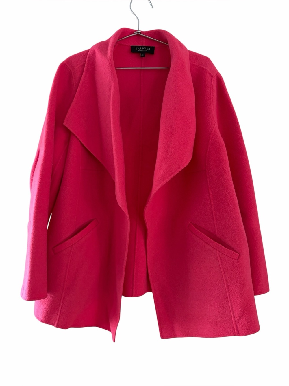 Talbots Hot Pink Draped Open-Front Pea Coat